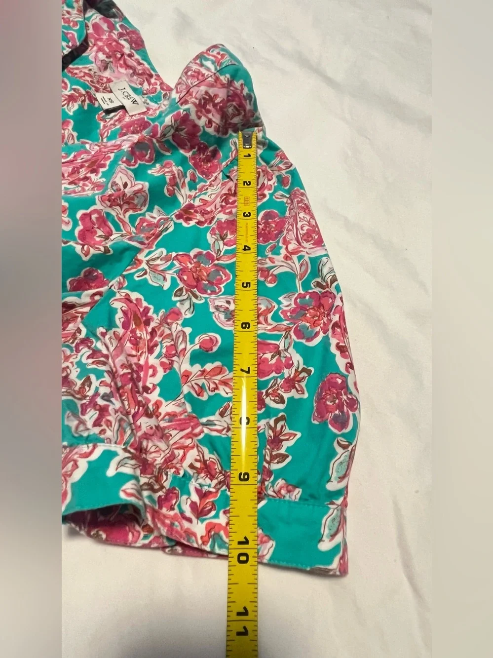 J. CREW Women’s Turquoise  Floral Paisley V-Neck SS Top  Blouse Size XS